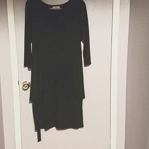 Black Peplum Drape Dress.